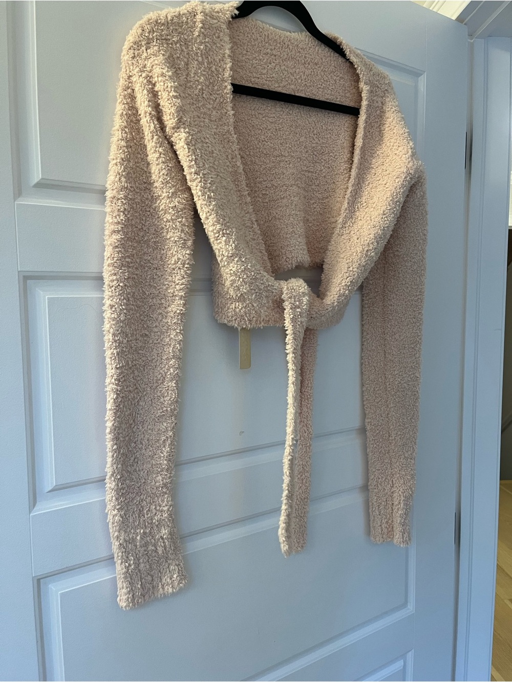 SKIMS Cozy Tie-Front Cropped Cardigan in Blush Pink